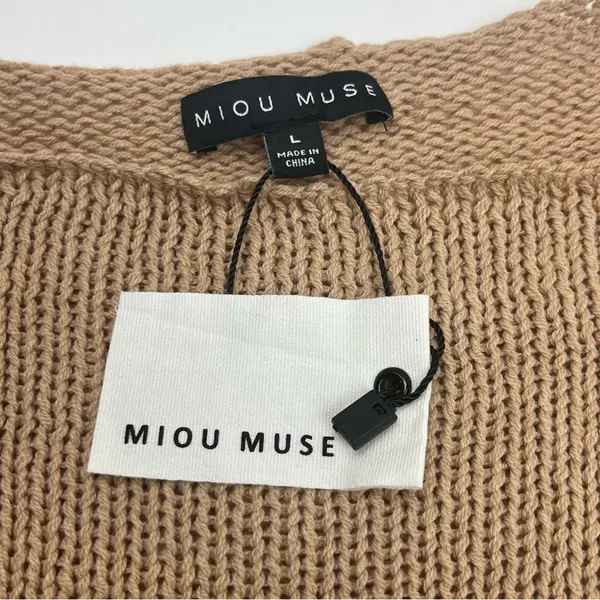 Miou Muse Tan Sweater Cotton Blend Womens Size Large Oversized Loose Fall‎ NEW - Image 2