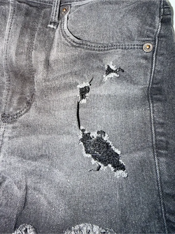 Abercrombie & Fitch Black Distressed Denim Cutoff Shorts - Image 4