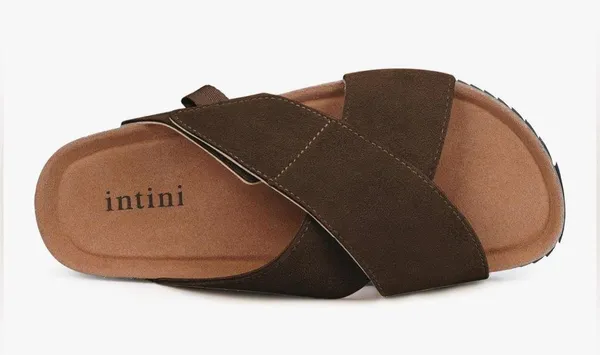 NEW Cork Footbed Slides Suede Genuine Leather Sandals Arch Support Adj Straps 9 - Image 5