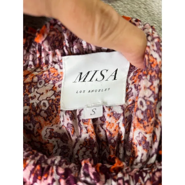 MISA Los Angeles Smocked Tiered Midi Dress Paisley Boho Cottagecore Size Small - Image 5