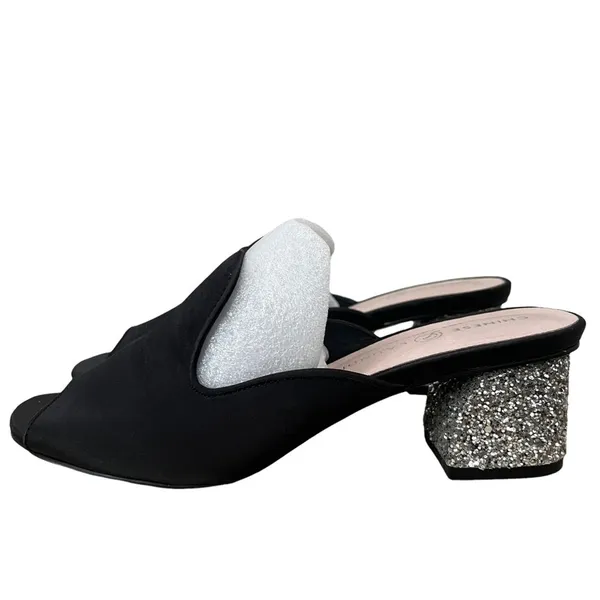 Chinese Laundry Black Glitter‎ Mara Satin Slip On Mules 6.5 - Image 2