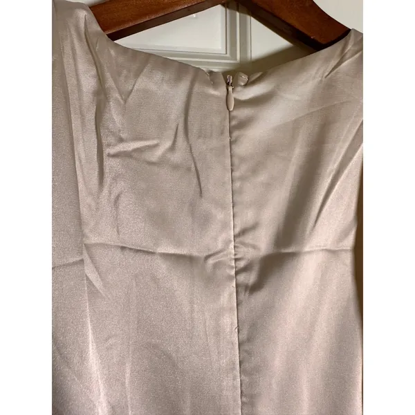 DO+BE Champagne Satin Ruched Mini Dress Sleeveless Padded Shoulder GY0997 NWT - Image 8