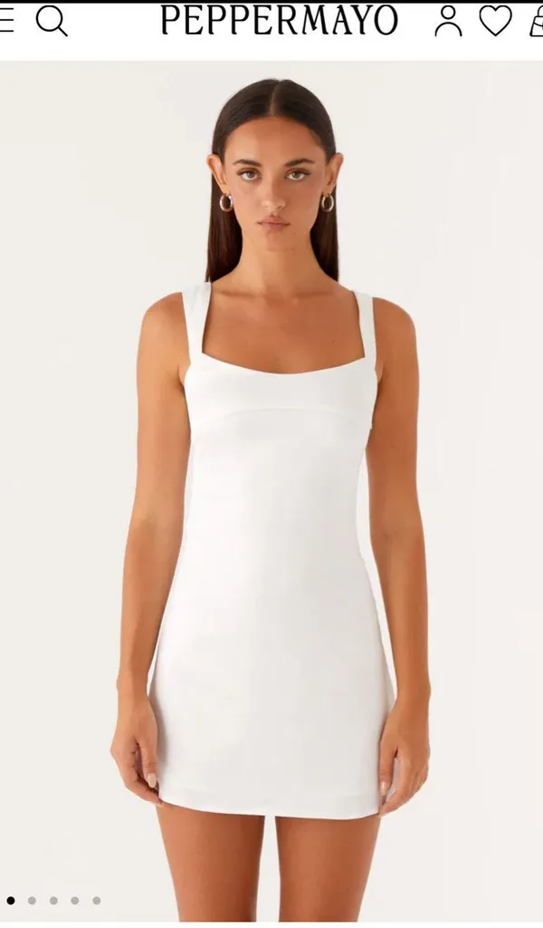 Peppermayo Odette Satin Mini Dress White - Image 2