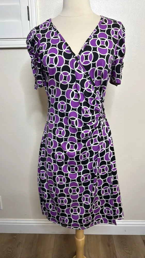 #47 Jonathan Martin Geometric Print Faux Wrap Dress - Image 6