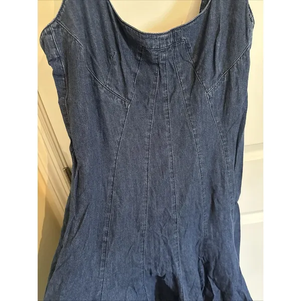 Vtg Ralph Lauren Jeans Company Midi Dress Sz 16 Blue Denim Trumpet Gored Western - Image 2