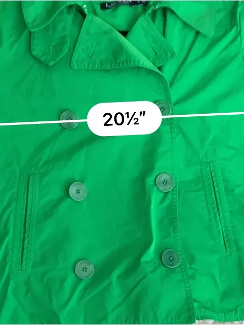 Lauren Ralph Lauren Jacket 8 Green Double Breasted Cropped Lightweight - Image 13