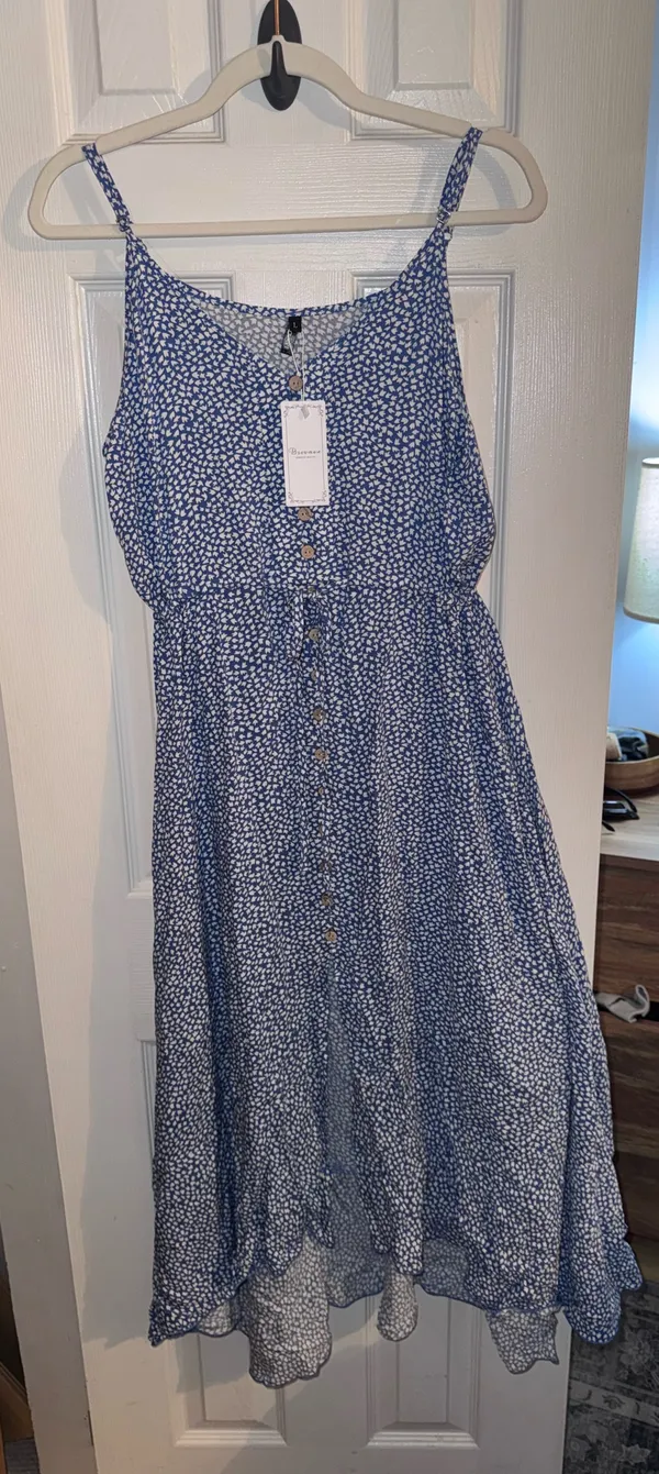 Light Blue Floral Flowy Midi Sundress Size L - Image 5
