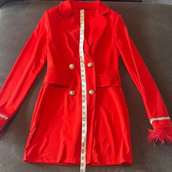 Women’s Red Double-Breasted Long Sleeve Jacket Dress **Size M Runs SMALL NWOT - Image 7