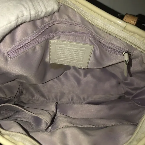 COACH Cream Leather All Over Logo Handbag - Image 3