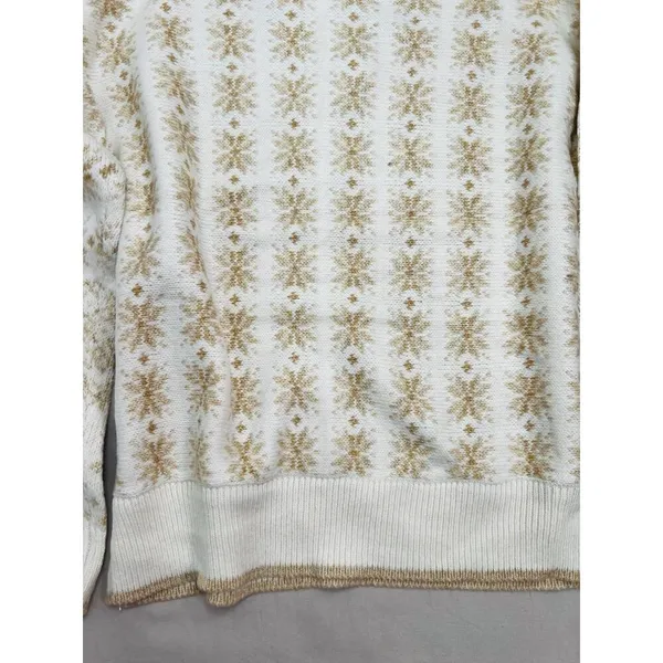 Workshop Republic Clothing Womens Sweater Size M Fair Isle Cream Gold Cozy - Image 8