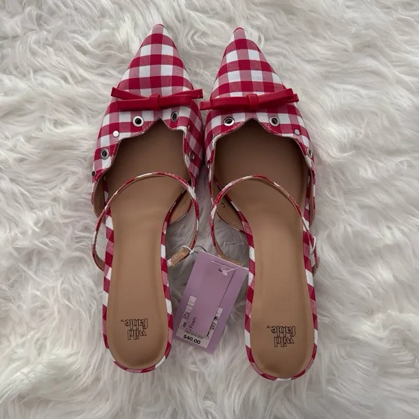 Wild Fable Red Gingham Bow Kitten Heels Size 8.5 - Image 5