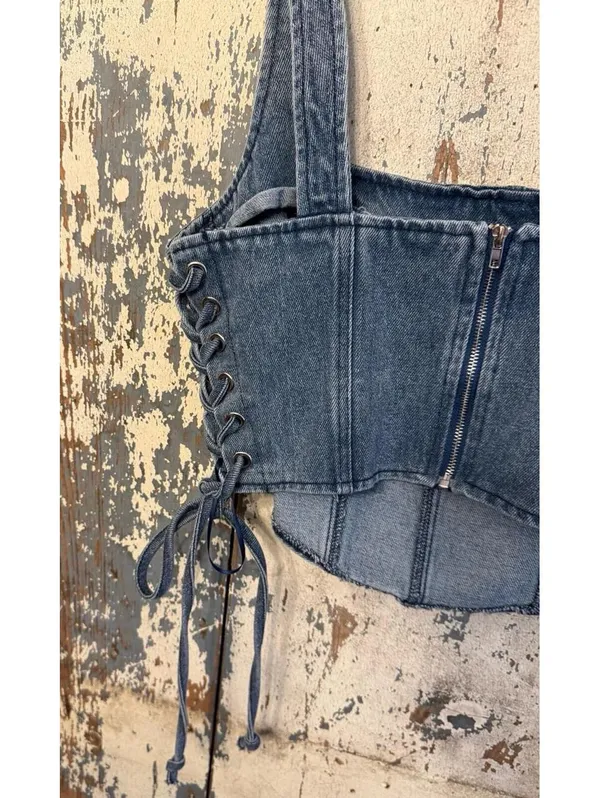 NWT Altar'd State Blue Denim Jean Corset, size Large - Image 3