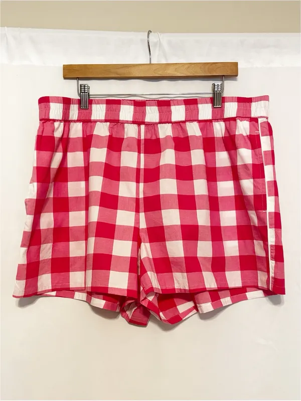 Lands' End Poplin Sleep Boxer Shorts size XL NWT Hot Pink‎ Gingham - Image 3