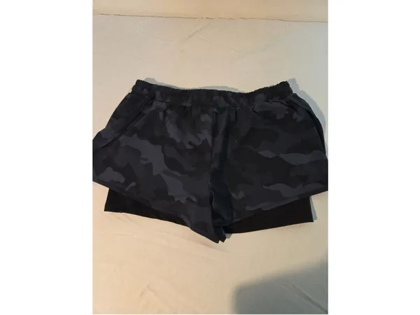 RBX Women’s 2-in-1 Layered Running Shorts Camo Compression Liner Size L W-187 - Image 2