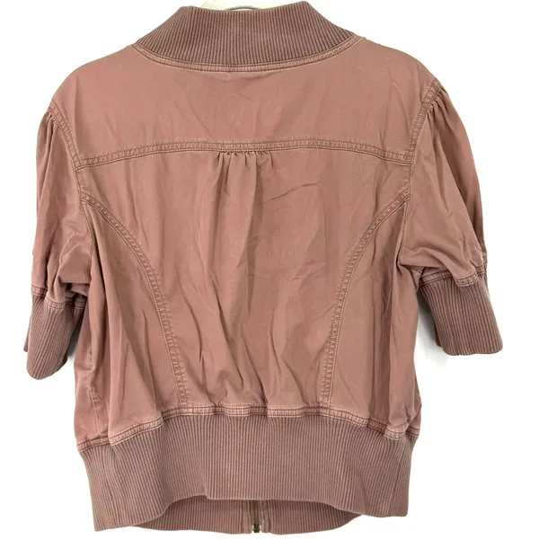 Torrid 1X cropped utility jacket short sleeve top mauve bomber twill womens - Image 3