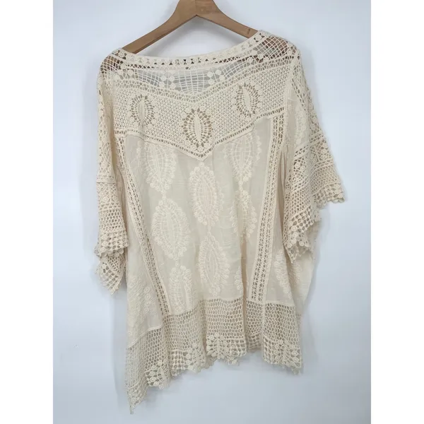 Democracy Womens 3X Top Cream Crochet Lace Boho Festival Minimalist Ethereal - Image 4