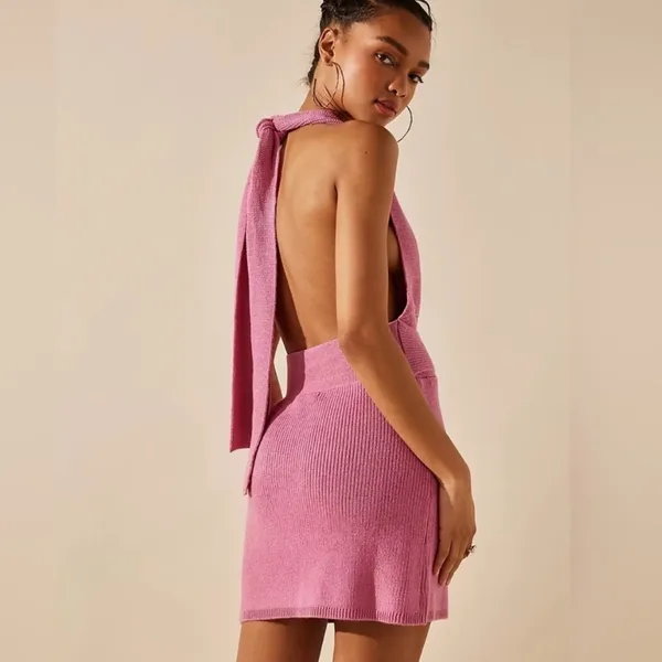FREE PEOPLE BEACH NEW Orchid Convertible‎ Low-Back Mini Dress In Purple Size M - Image 2