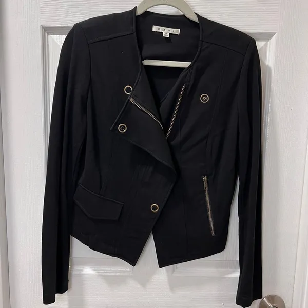 Cabi Black Asymmetrical Moto Jacket S Structured Zip Front‎ Ponte Stretch Career - Image 6