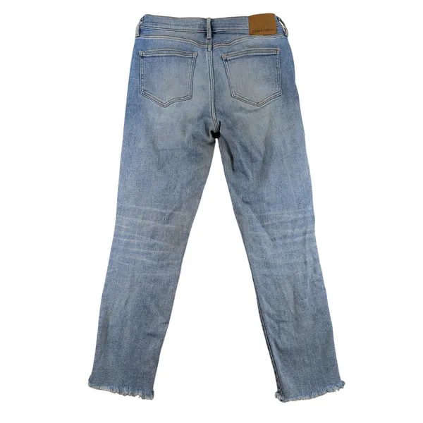 Denim Forum The Nico Mid Rise Skinny Crop Jeans Light Wash Raw Hem Size 28 - Image 2