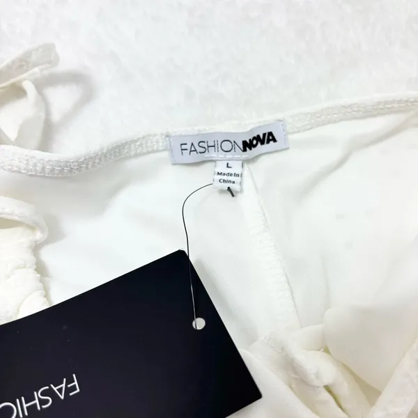 FASHIONOVA Chic Cream Spaghetti Strap White‎ Mini Dress Size L - Image 8