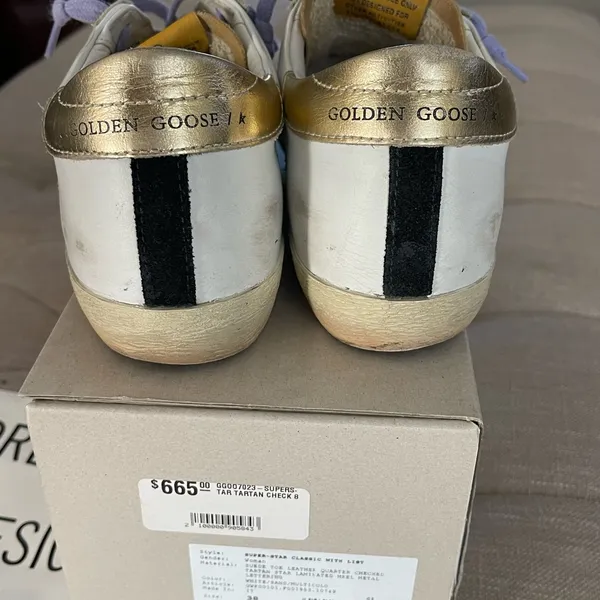 Golden Goose Sneakers with Lavender and Tan Accents - Image 9