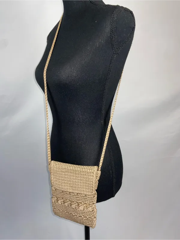 Handcrafted Woven Crossbody Bag in Beige - Image 6