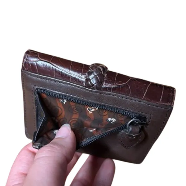 One World by Brighton Brown Croc Embossed Crossbody Bag & Wallet Set - Image 10