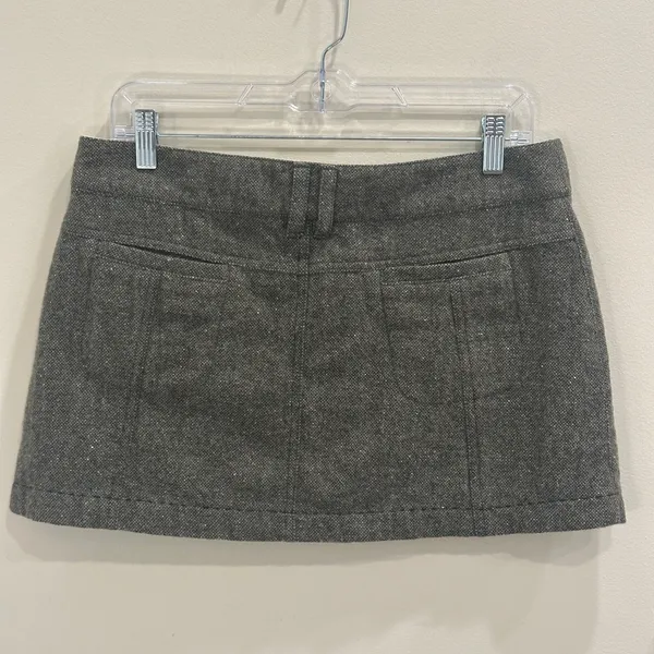 VTG Y2K American Eagle Green Tweed Wool-Blend Low-Rise Mini‎ Skirt Preppy Medium - Image 2