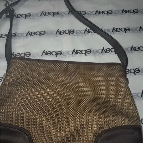 The Sak Brown Woven Tote Shoulder Bag with Leather Trim - Image 2