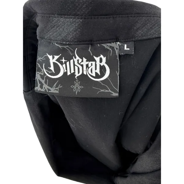 Killstar Black Shadow Stripe D-Ring Gothic Cropped‎ Blazer Jacket Womens Large - Image 5