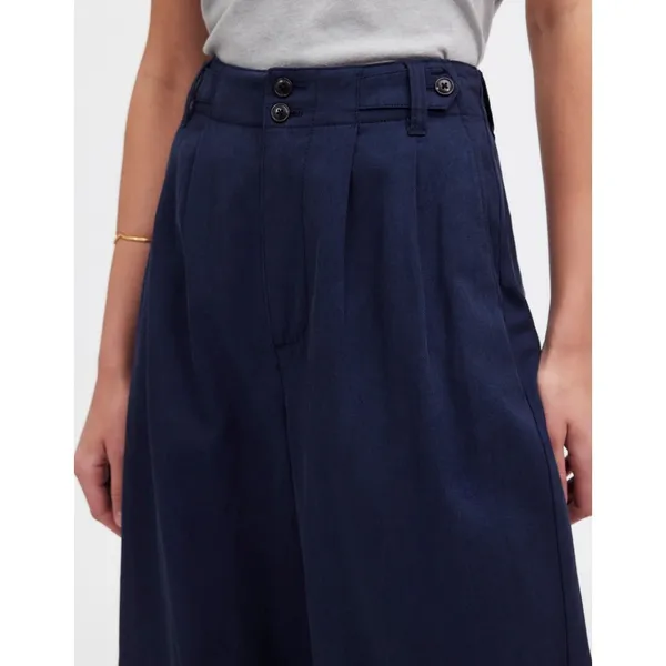 Madewell Deep Indigo Harlow Linen Blend Buttons Wide Leg Pants - Image 6