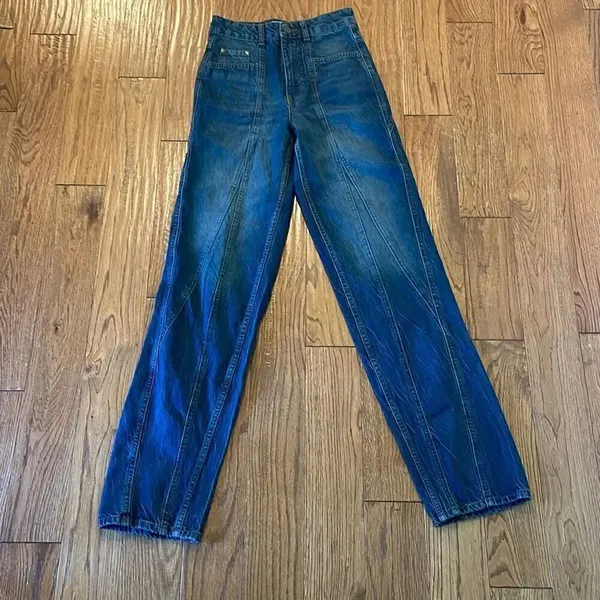 Zara seam front high rise tapered straight leg jeans 2 - Image 10