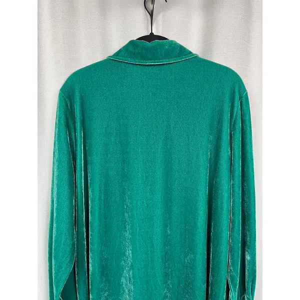 Soft Surroundings Green Velvet Button Up Blouse Sz.L - Image 13