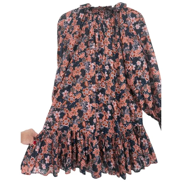 Anthropologie Sundry‎ Boho Floral Print Long Sleeve Tiered Mini Dress Size Small - Image 10