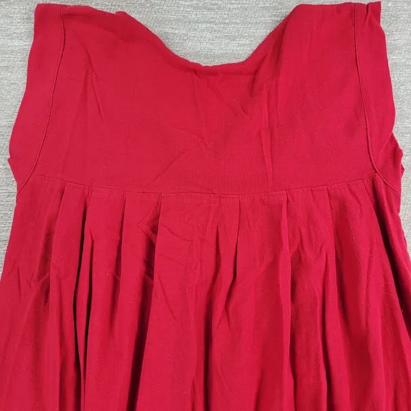 Handmade Mexican Dress M Red Embroidered Muumuu Floral Crochet Boho Hippie Midi - Image 15