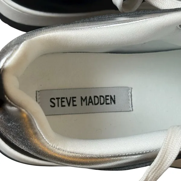 Steve Madden Black White Renigade‎ Low Top Sneakers Shoes Women's Size 7.5 - Image 7