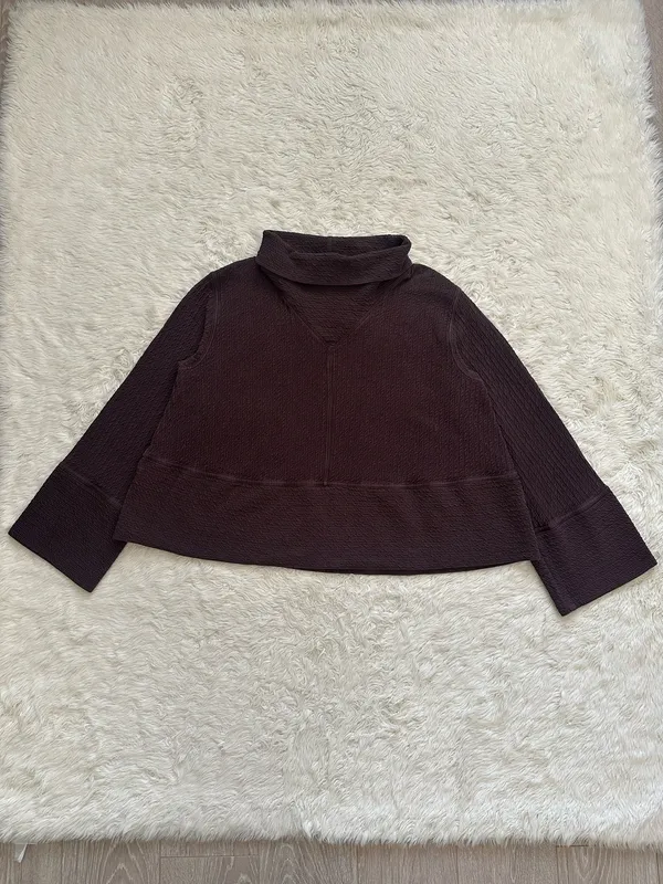 Lululemon Retreat Yourself Pullover Turtleneck Long Sleeve Textured Brown Sz M/L - Image 2