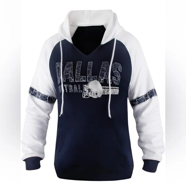 Dallas Football Hoodie Hoodie Women’s 2XL White Silver Athletic Vintage Style A6 - Image 5