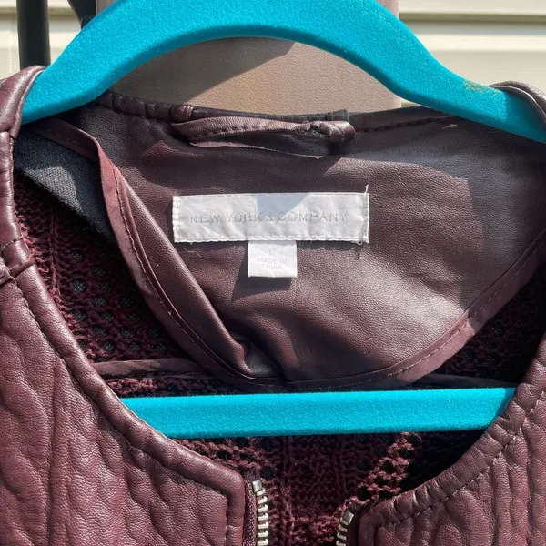 Burgundy leather jacket M Size M - Image 2