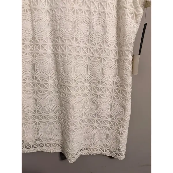 Lulus Lace Shift Dress‎ Womens XL White Geometric Crochet Short Sleeve Mini New - Image 2
