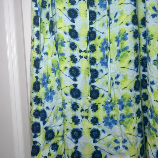 Aerie Blue Lime Green Floral Tie Front Smocked Back Cami Mini Dress Large beach - Image 3