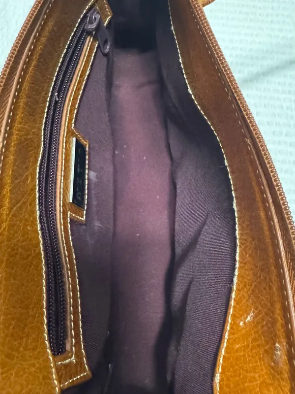me too Cognac Brown Leather Shoulder Bag with Double Straps - Image 7