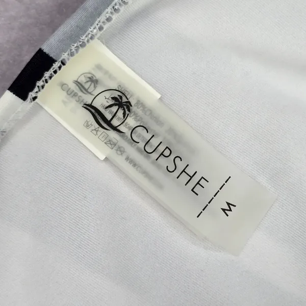 Cupshe Black White Gray‎ High Waist Bikini Bottom Swimwear Medium - Image 5