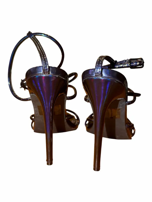Cape Robbin Black Iridescent Strappy Stiletto Sandals - Image 3