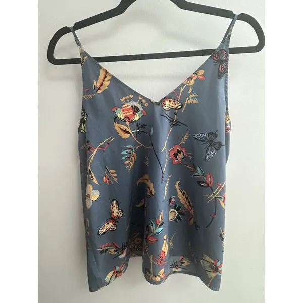 Abercrombie & Fitch Women XS Blue Butterfly Print Camisole Flowy Preppy Romantic - Image 2