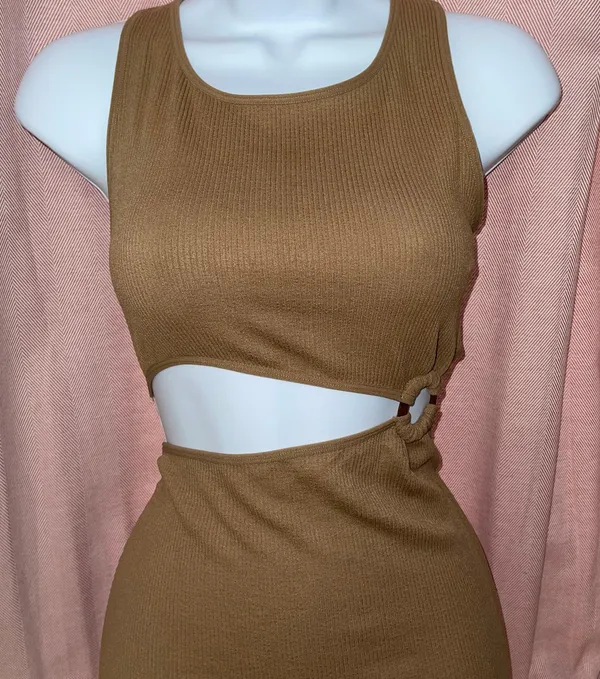 Baddieville NWOT Taupe Mini Dress - Image 2