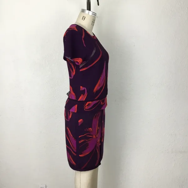 Worthington Women’s Top Skirt 2 Pc Size M Purple /Red Vintage Stretch Comfy - Image 3
