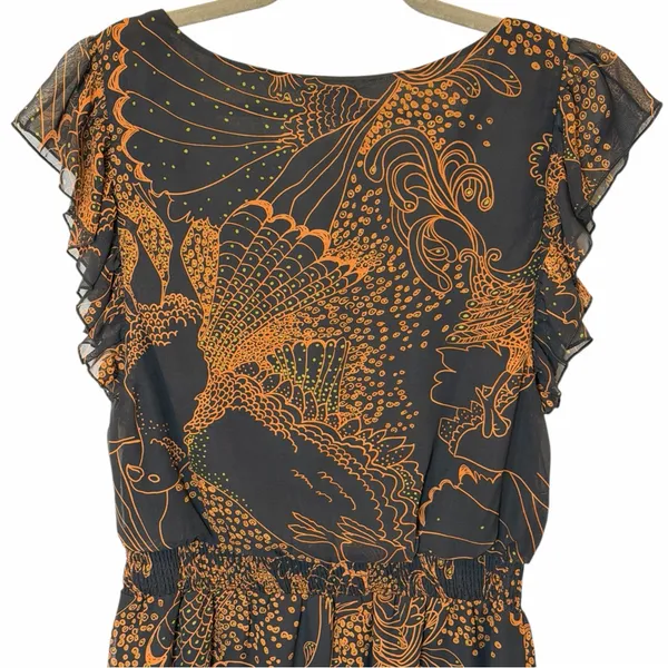 Whimsical Noir Mimi Chica Bird & Ruffle Boho Romper Earthy Hippie Festival M - Image 5