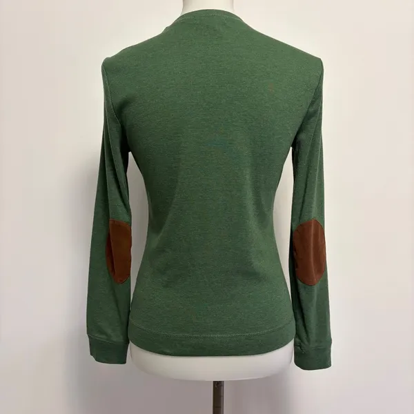 Lauren Jeans Co Ralph Lauren Top Small Green Elbow Patches Shoulder Zip Preppy - Image 7