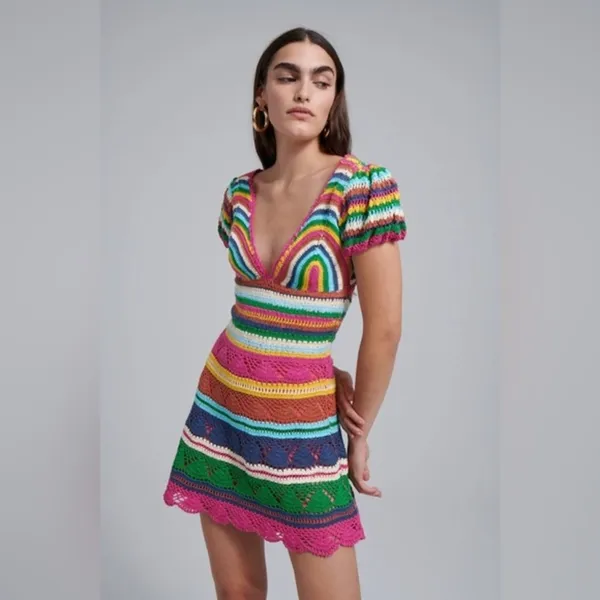 NWT Love the Label Larona Rainbow Crochet‎ Dress Size XS - Image 10
